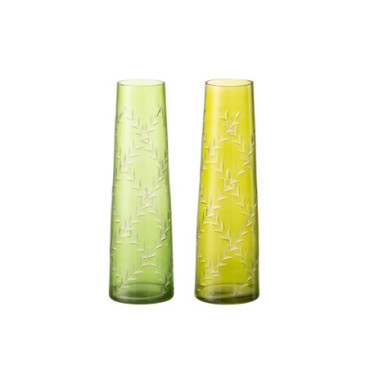 Vase Feuille Verre Vert L x2