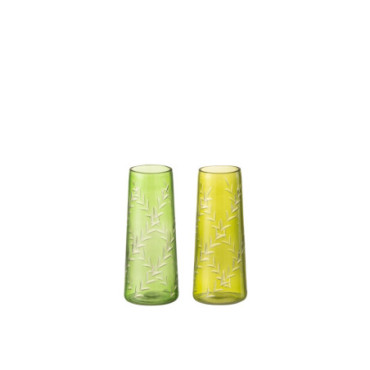 Vase Feuille Verre Vert S x2