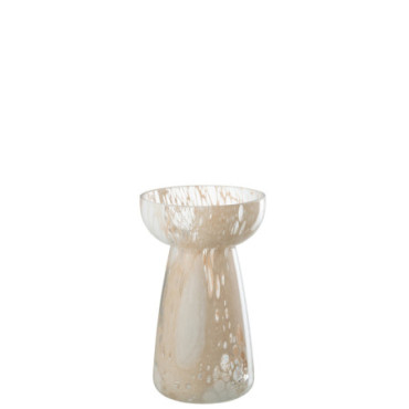 Vase Haut Fils Verre Beige/Blanc S