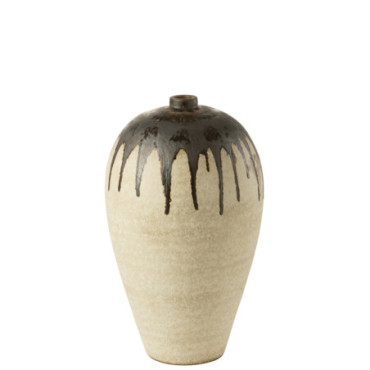 Vase Lombok Ceramique Beige/Brun S