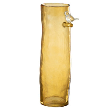 Vase Long Oiseau Verre Ocre L