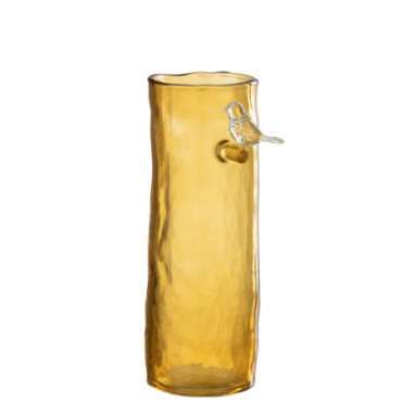 Vase Long Oiseau Verre Ocre S