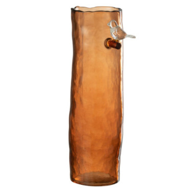 Vase Long Oiseau Verre Orange L