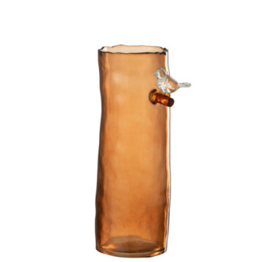 Vase Long Oiseau Verre Orange S