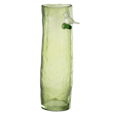 Vase Long Oiseau Verre Vert L