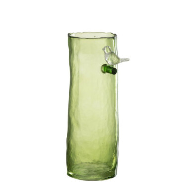 Vase Long Oiseau Verre Vert S