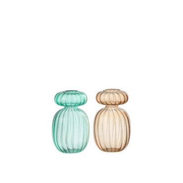 Vase Michel Verre Aqua/Beige x2