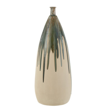 Vase Peinture Ceramique Naturel/Vert L