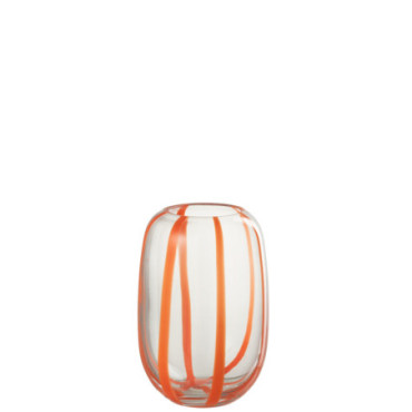 Vase Pop Art Lignes Verre Orange S