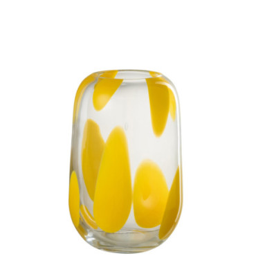 Vase Pop Art Tache Verre Jaune L