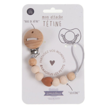 Attache Tetine Coeur Safran