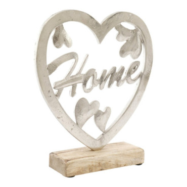 Coeur en Argent sur Socle en Bois 17cm