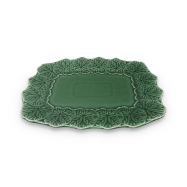 Plat flora rectangle vert L32,8 P25,2 H2,8cm