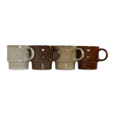 Set de 4 mugs Fox naturel D9 H9,3cm