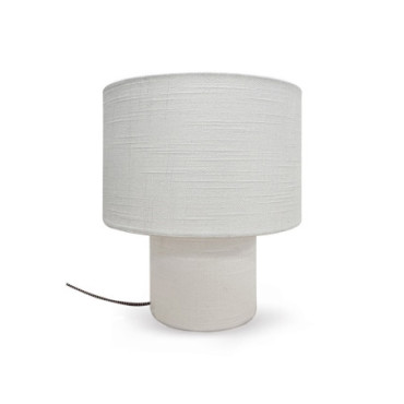 Lampe Saturne Petit tissu blanc D23 H28cm