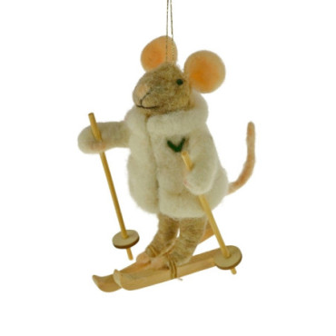 Pendentif en feutre Souris de ski