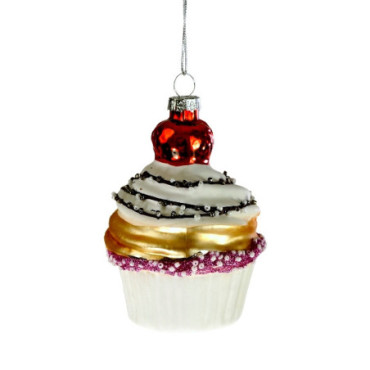 Pendentif en verre Cupcake multicolore