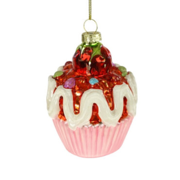 Pendentif en verre Cupcake rose