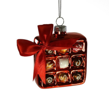 Pendentif en verre Pralines rouge