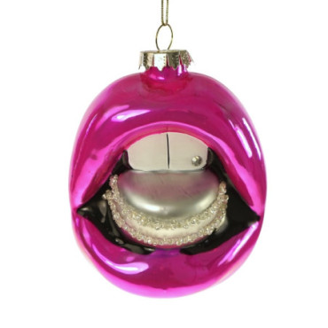 Pendentif Macaron-Lips rose argenté