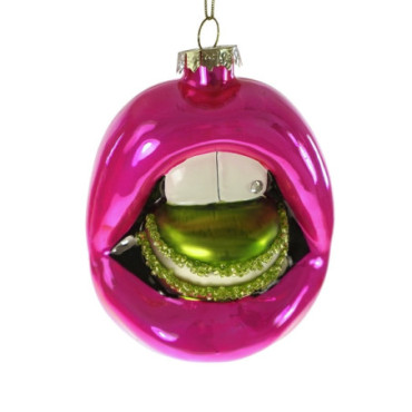 Pendentif Macaron-Lips rose vert