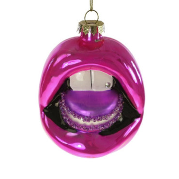 Pendentif Macaron-Lips rose violet