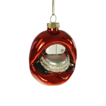 Pendentif Macaron-Lips rouge argenté