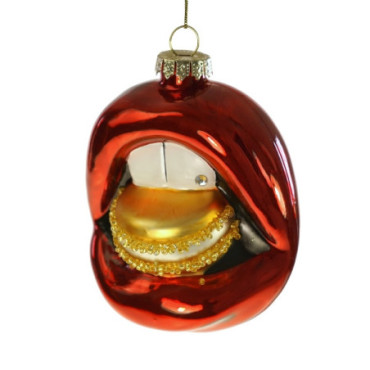 Pendentif Macaron-Lips rouge orange