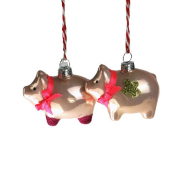 Pendentifs en verre Cochon porte-bonheur