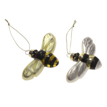 Pendentif en verre Abeille x2