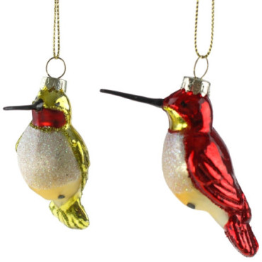 Pendentif en verre Colibri x2