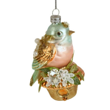 Pendentif en verre Oiseaux dans un panier