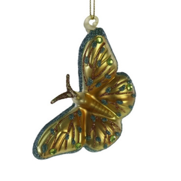 Pendentif en verre papillon doré