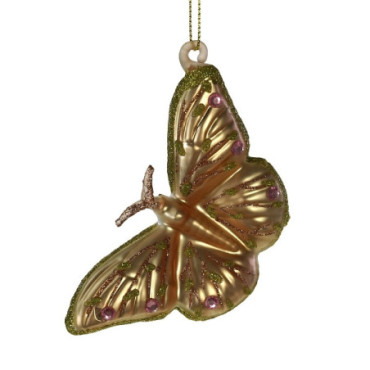 Pendentif en verre Papillon rose