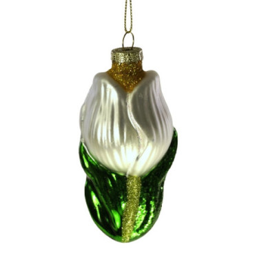 Pendentif en verre Tulipe blanc