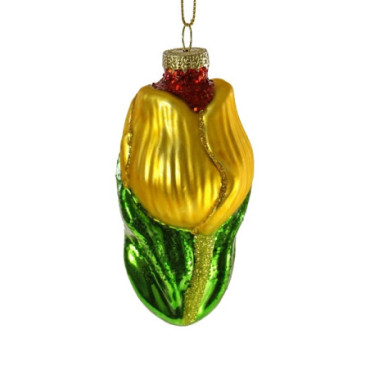 Pendentif en verre Tulipe jaune