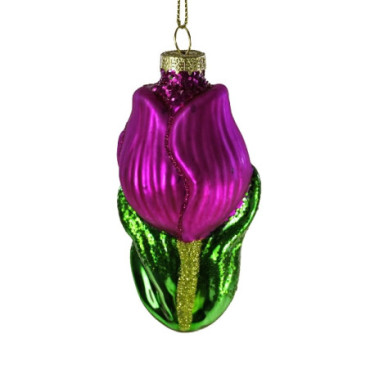 Pendentif en verre Tulipe lilas