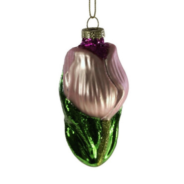 Pendentif en verre Tulipe rose