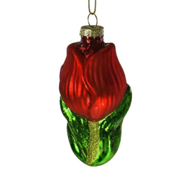 Pendentif en verre Tulipe rouge