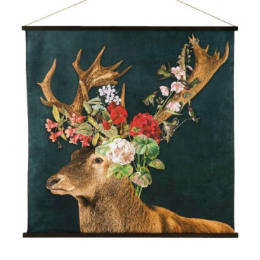 Kakemono cerf avec fleurs