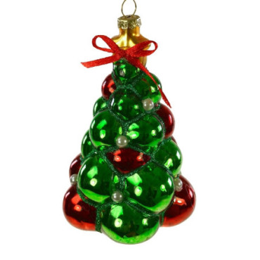 Pendentif en verre Arbre de Noël rouge