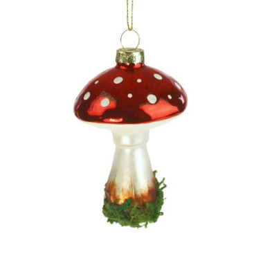 Pendentif en verre champignon rouge