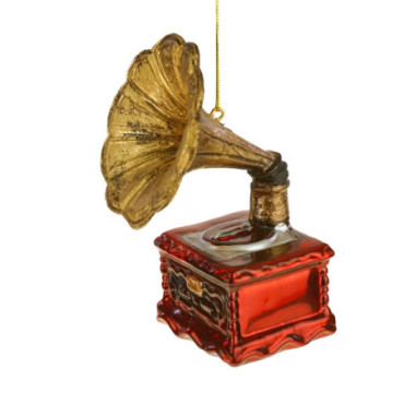 Pendentif en verre Grammophon rouge