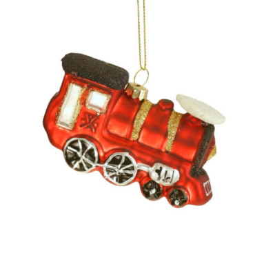 Pendentif en verre locomotive rouge