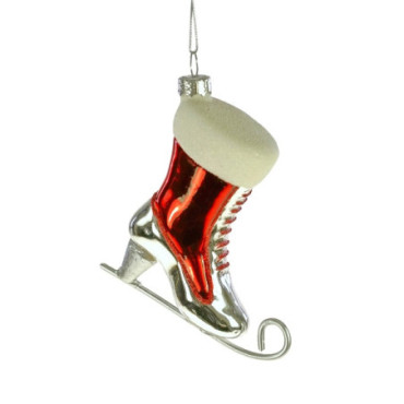 Pendentif en verre Patin à glace rouge