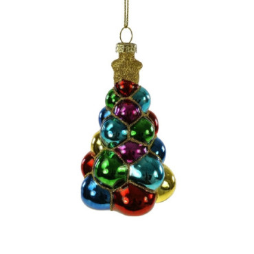 Pendentif en verre Sapin boule multicolore