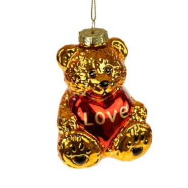 Pendentif en verre Teddy Love brun