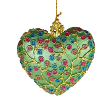 Pendentif ornement cur vert 9x3x10