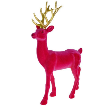 Cerf magenta floqué