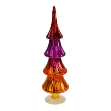 Sapin de verre rouge rose orange